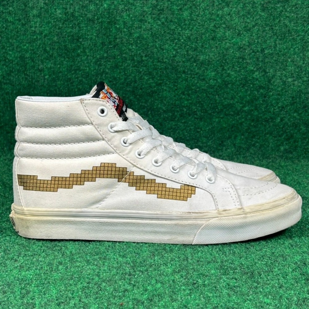 Vans x Nintendo Sk8-Hi Super Mario Bros White Gold Pixel Sneakers 721278 Men 6.5 - Picture 2 of 9